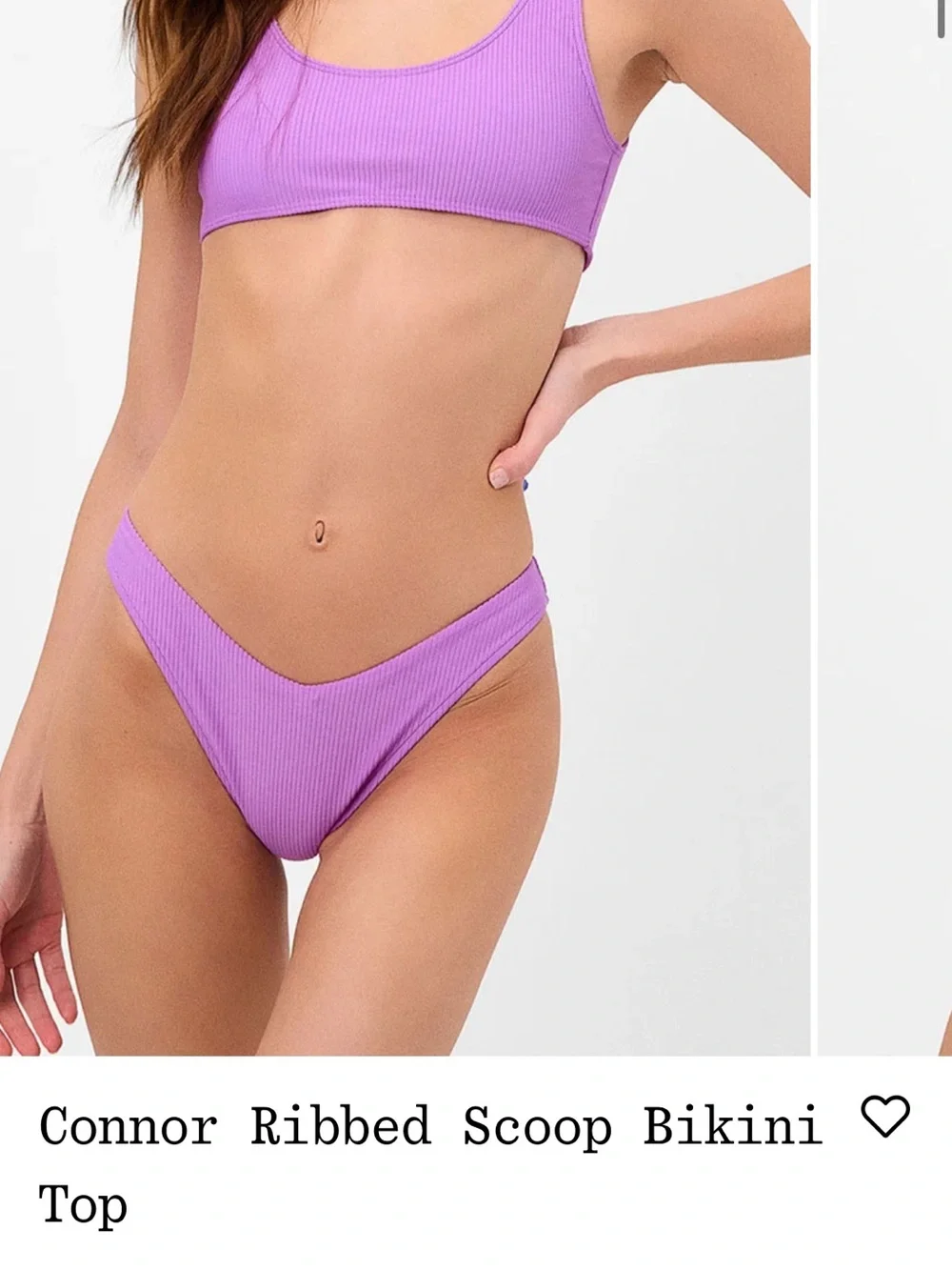 Frankie's Bikinis Purple Ribbed Scoop Bikini Set (NEVER WORN)